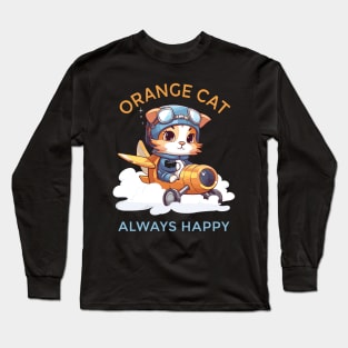Orange cat always happy Long Sleeve T-Shirt
